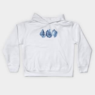 Blue watercolor seashells Kids Hoodie